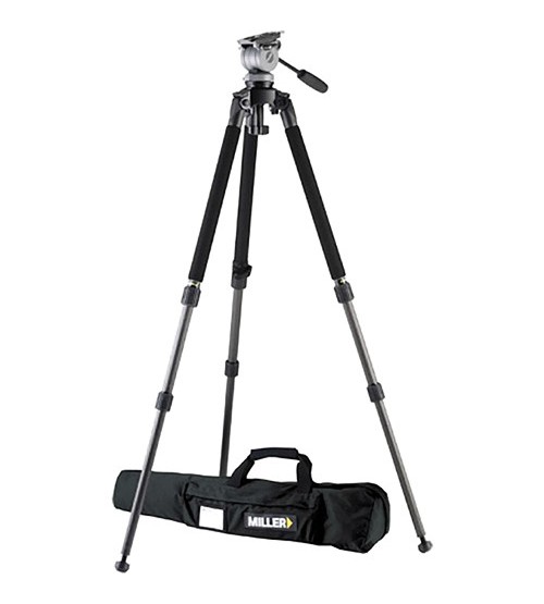 Miller DS-10 DV Fluid Head and Solo Aluminum Tripod with Pan Handle and Bag 